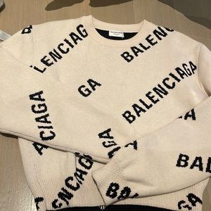 BALENCIAGA cropped logo sweater. Worn 4 times. Gently used. Sweater is clean